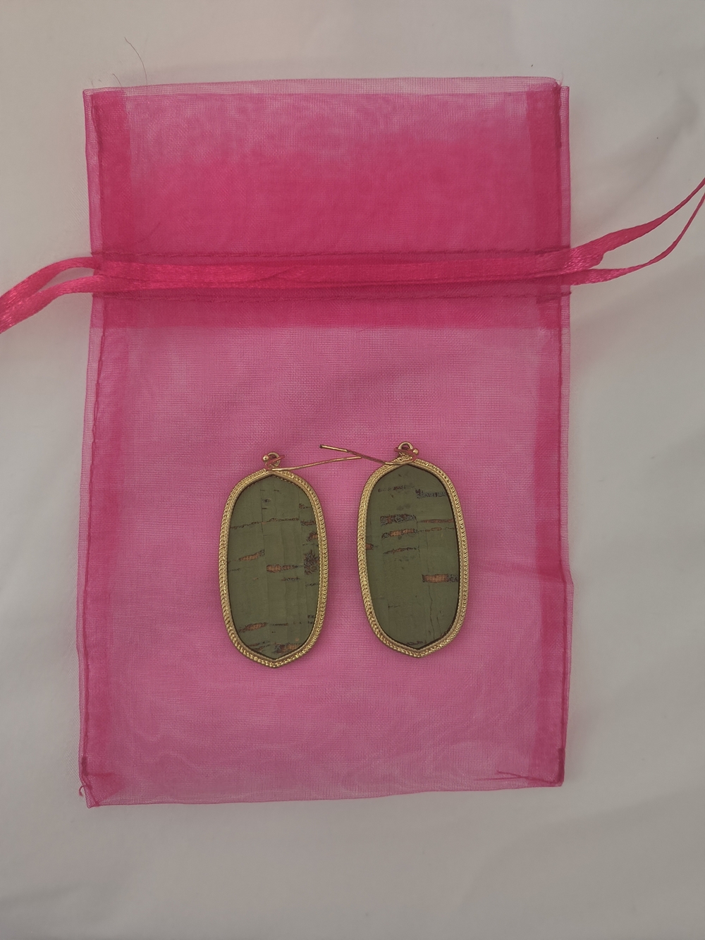 Green Stone Oval Drop Earrings
